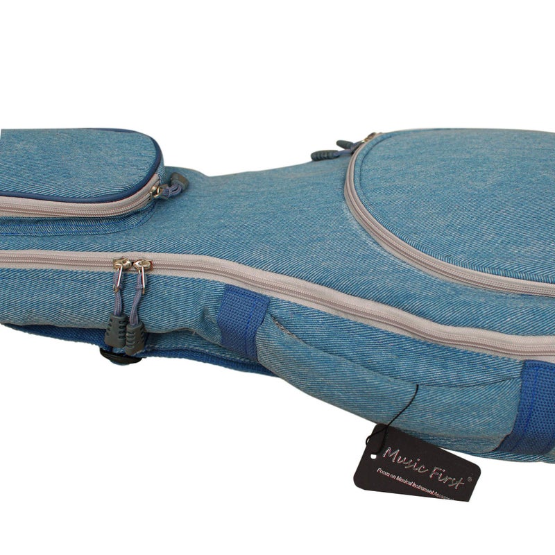 MUSIC FIRST Original Design 15mm Thick Padded Vintage & Retro Jeans Cloth/Denim A & F Style (Standard) Mandolin Gig Bag (Soft Case) Fits Most A Mandolins - Image 4